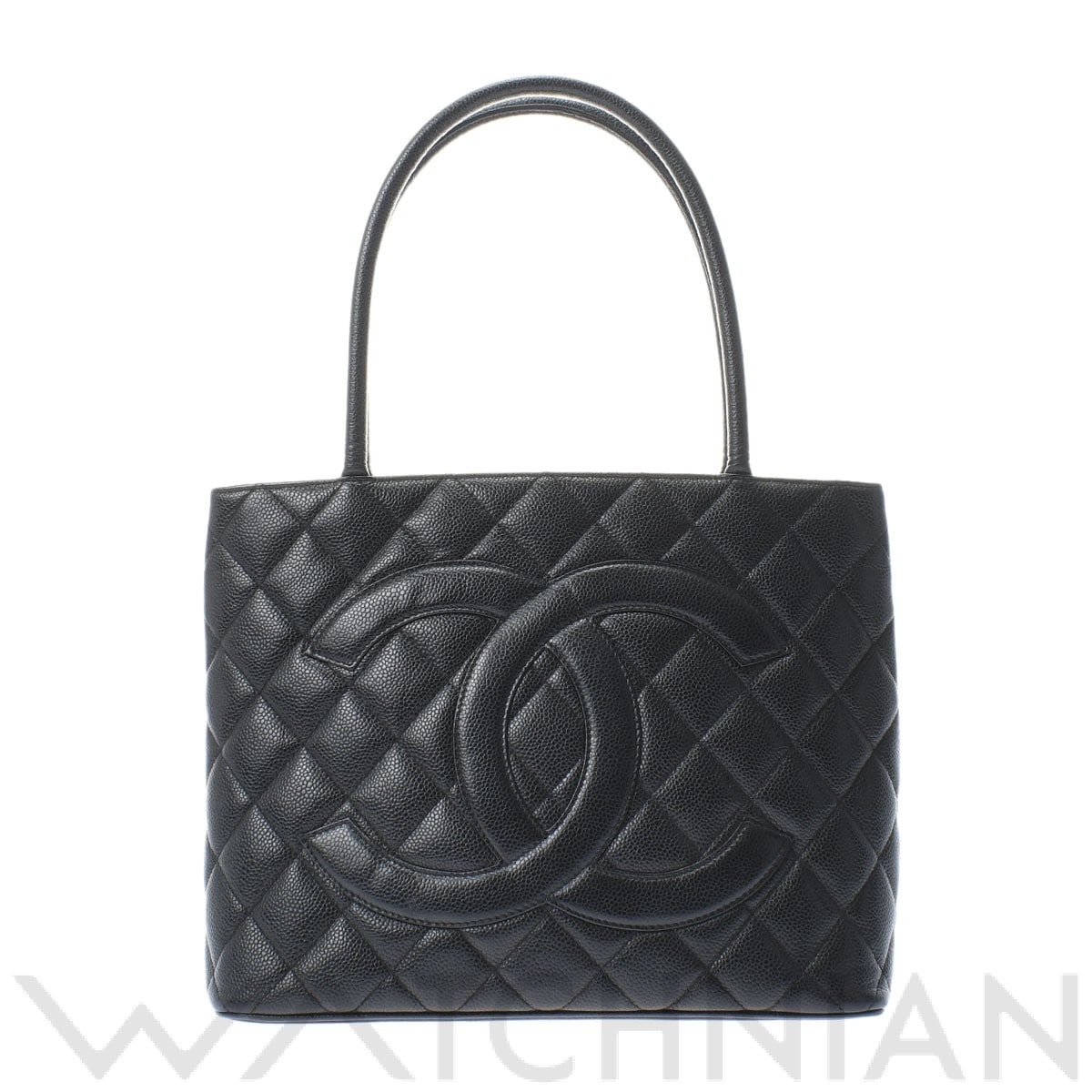 復刻 ブラック/シルバー金具 A01804 キャビアスキン CHANEL シャネル レディース 【中古】