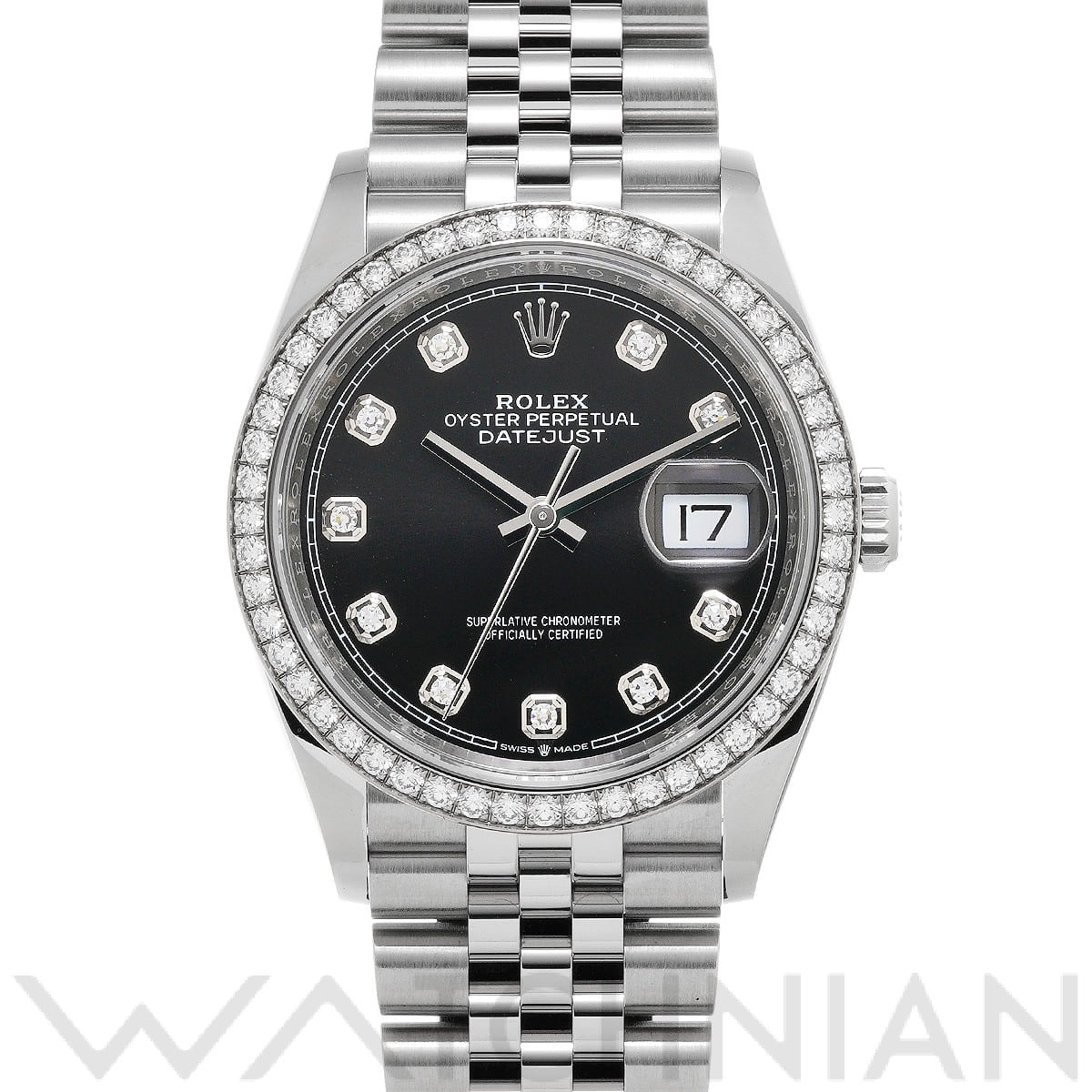 ロレックス デイトジャスト 36 126284RBR ブライトブラック/ダイヤモンド メンズ 時計 【中古】【wristwatch】