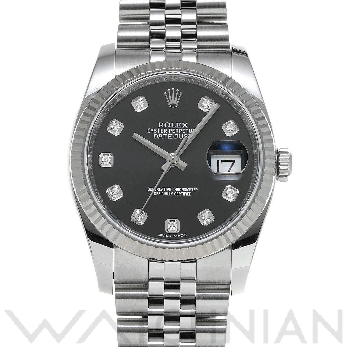 ロレックス デイトジャスト 36 116234G ブラック/ダイヤモンド メンズ 時計 【中古】【wristwatch】