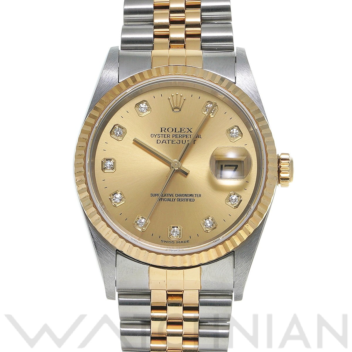 ロレックス デイトジャスト 36 16233G シャンパン/ダイヤモンド メンズ 時計 【中古】【wristwatch】
