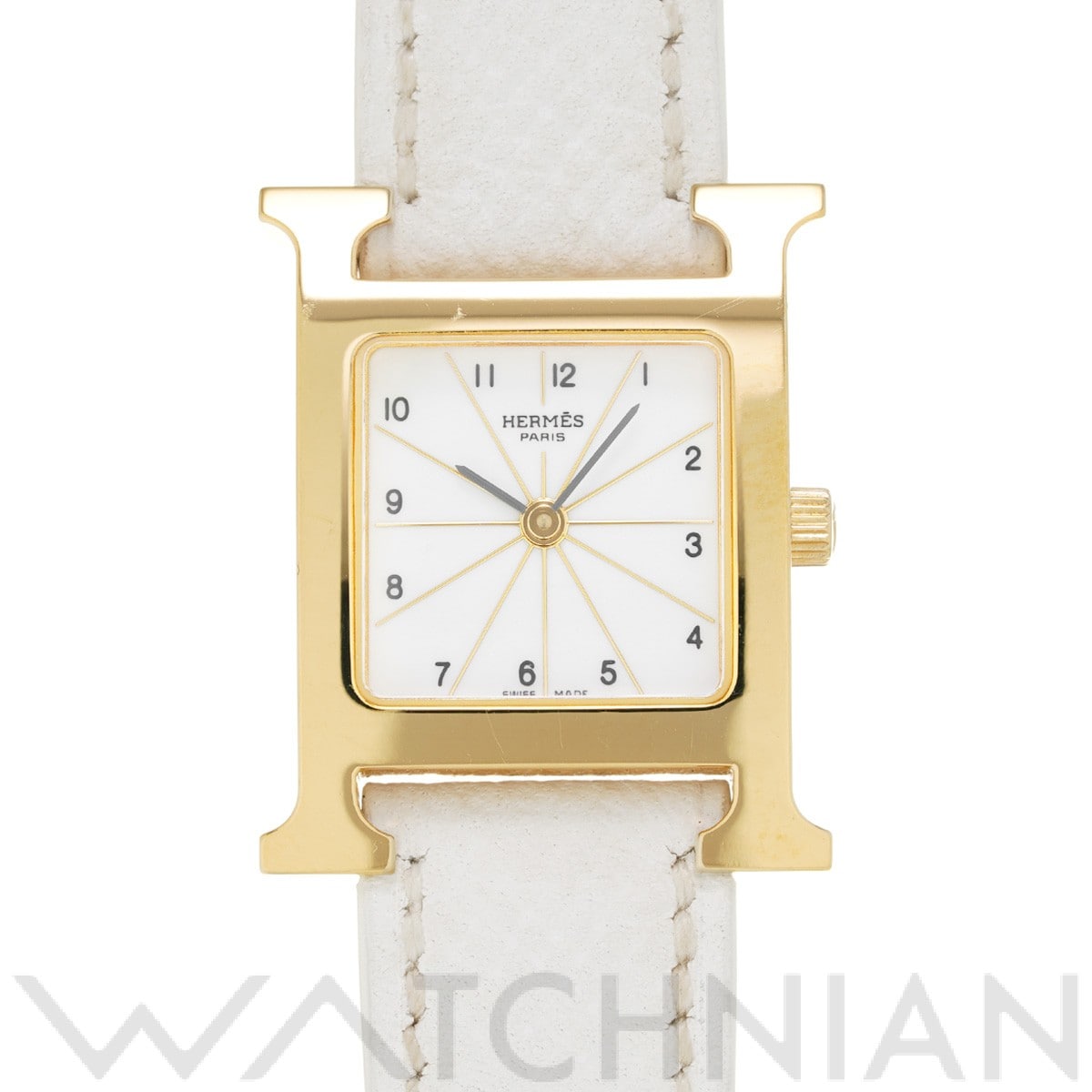 Hウォッチ HH1.201.131/UBC ホワイト エルメス HERMES レディース 【中古】
