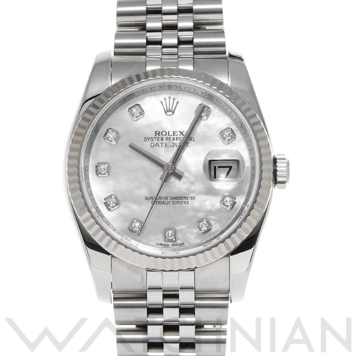 ロレックス デイトジャスト 36 116234NG ホワイトシェル/ダイヤモンド メンズ 時計 【中古】【wristwatch】