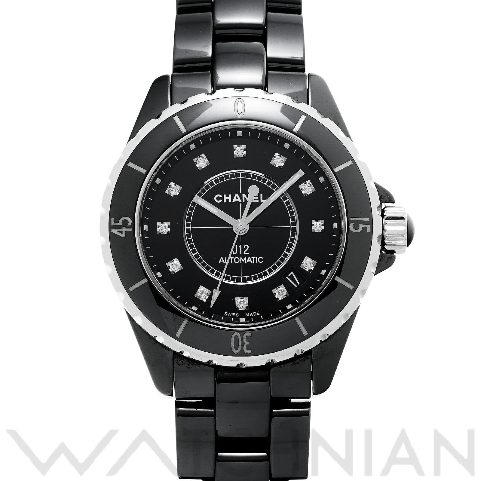 シャネル / CHANEL J12 38MM H1626 ブラックラッカー/ダイヤモンド メンズ 時計 【中古】【wristwatch】