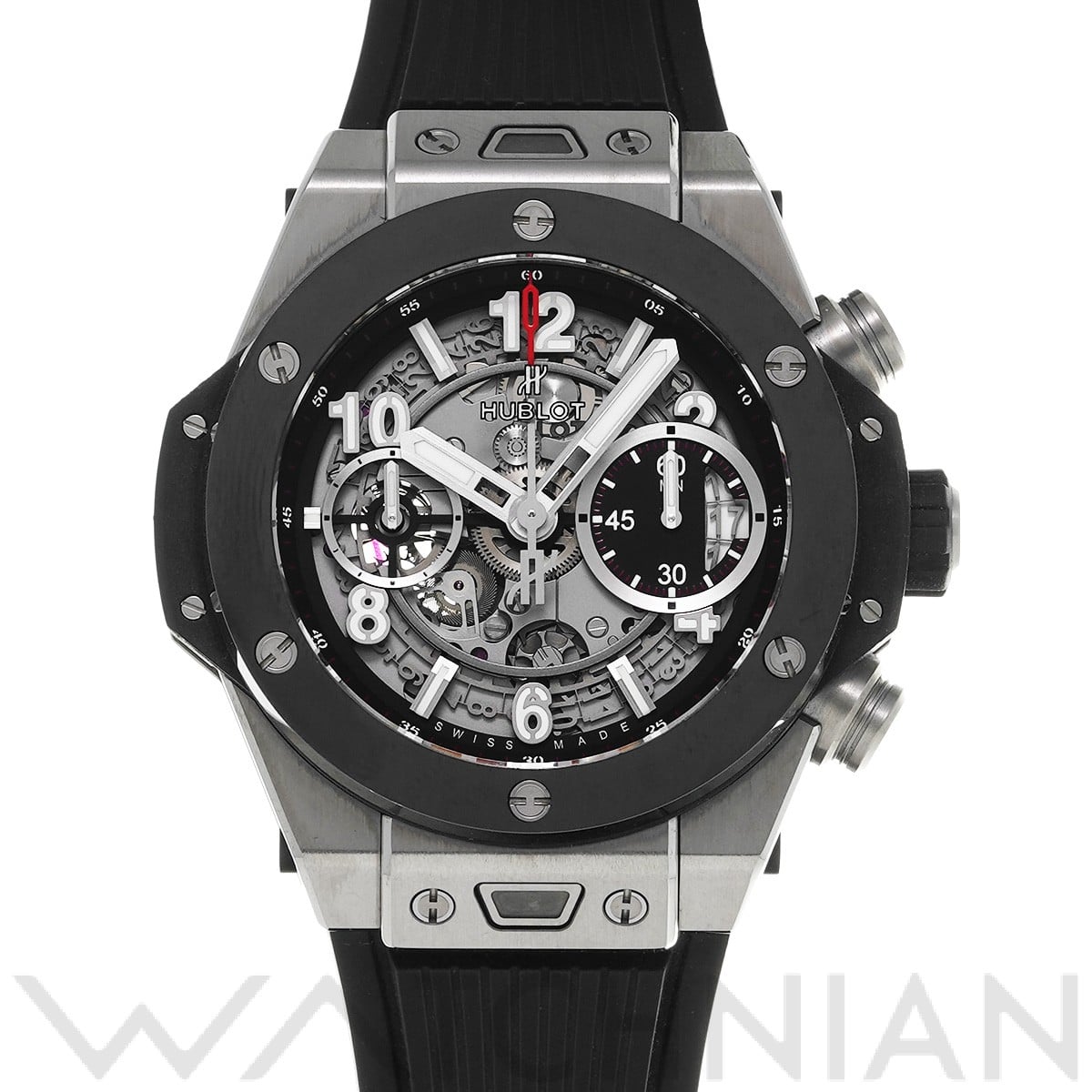 ビッグバン ウニコ チタニウム セラミック 441.NM.1170.RX マットブラックスケルトン ウブロ HUBLOT メンズ 【中古】