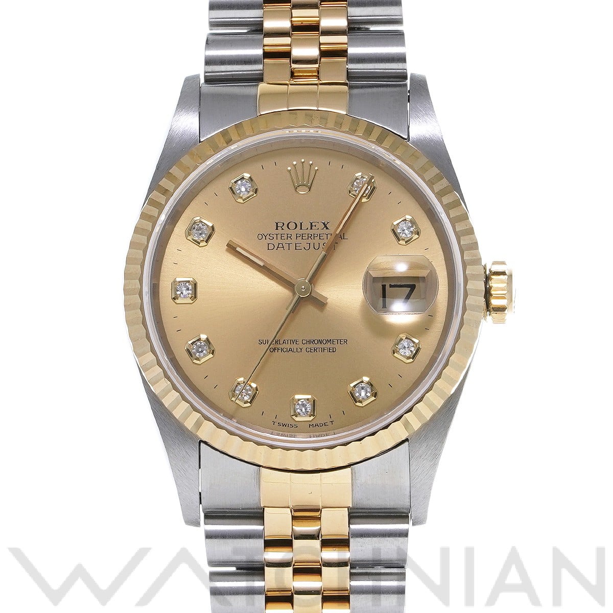 ロレックス デイトジャスト 36 16233G シャンパン/ダイヤモンド メンズ 時計 【中古】【wristwatch】