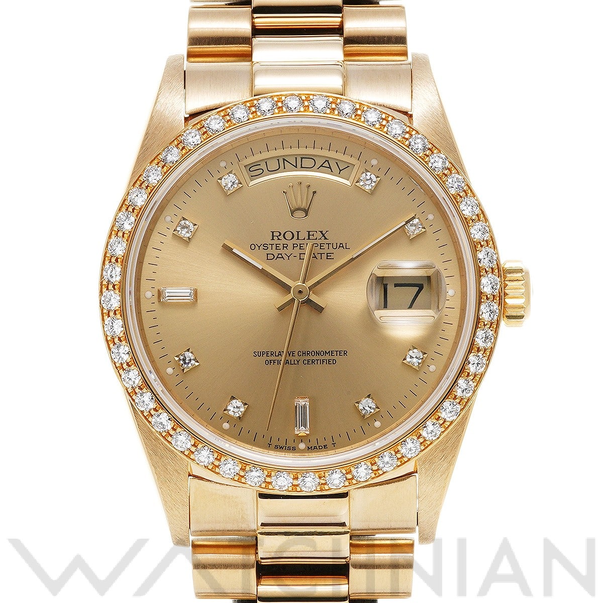 ロレックス デイデイト 36 18048A シャンパン/ダイヤモンド メンズ 時計 【中古】【wristwatch】