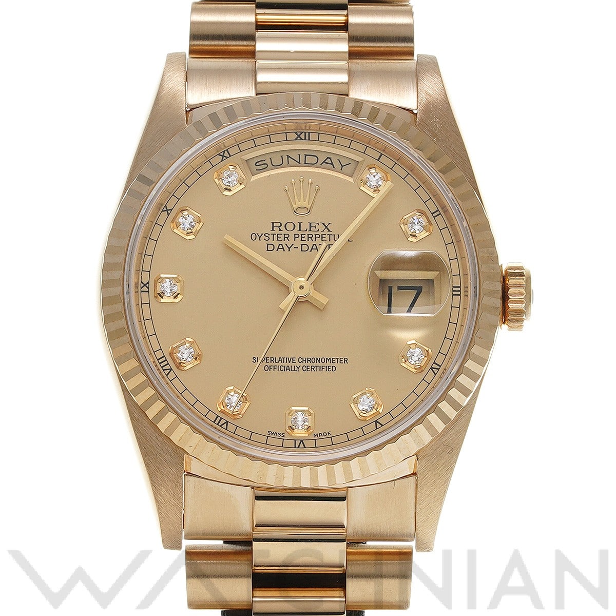 デイデイト 36 18238G W番(1995年頃製造) シャンパン/ダイヤモンド ロレックス ROLEX メンズ 【中古】