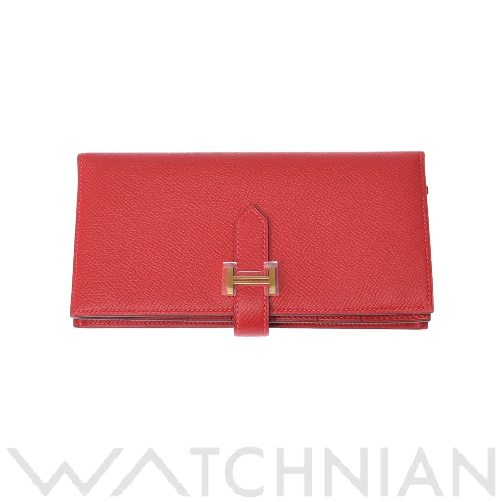 エルメス ベアン スフレ ルージュカザック/ゴールド金具 ヴォーエプソン レディース 財布 【未使用】【purse】