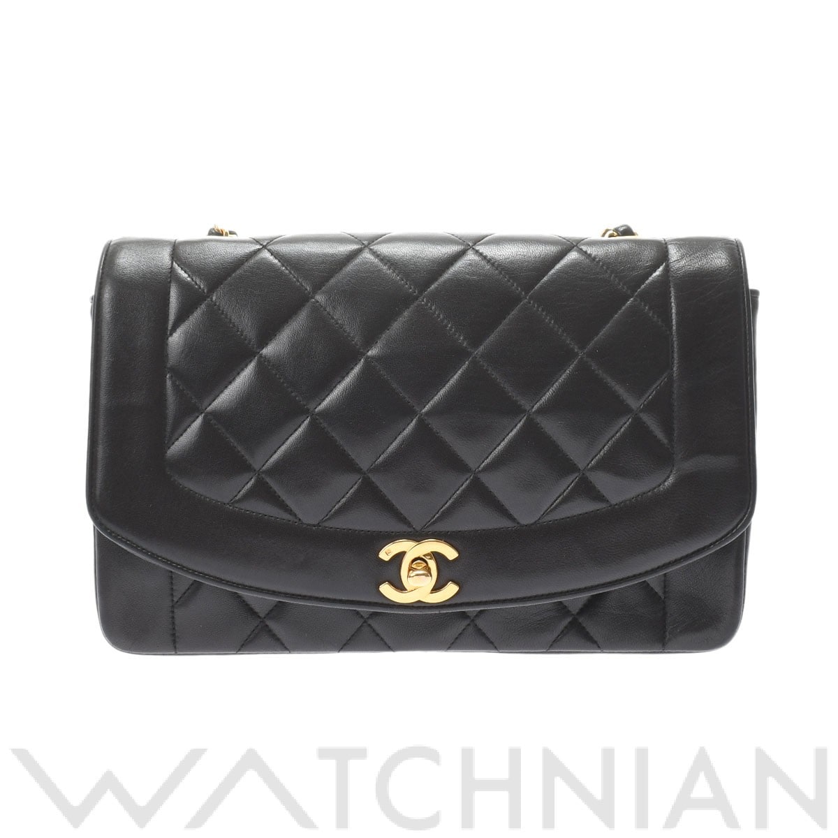 マトラッセ ダイアナ フラップ チェーンショルダー ブラック/ゴールド金具 A01165 ラムスキン CHANEL シャネル レディース 【中古】