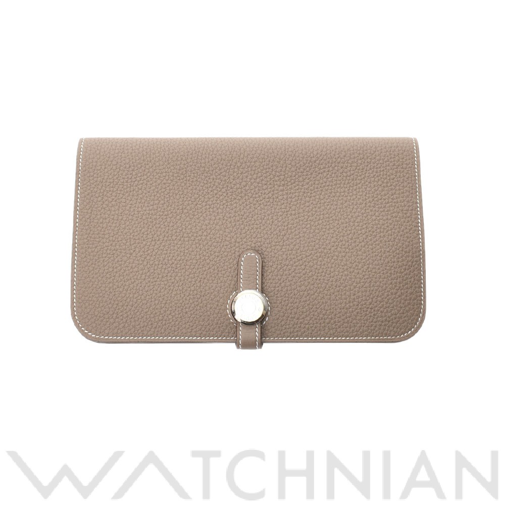 エルメス ドゴンGM エトゥープ/パラジウム金具 トゴ レディース 財布 【未使用】【purse】