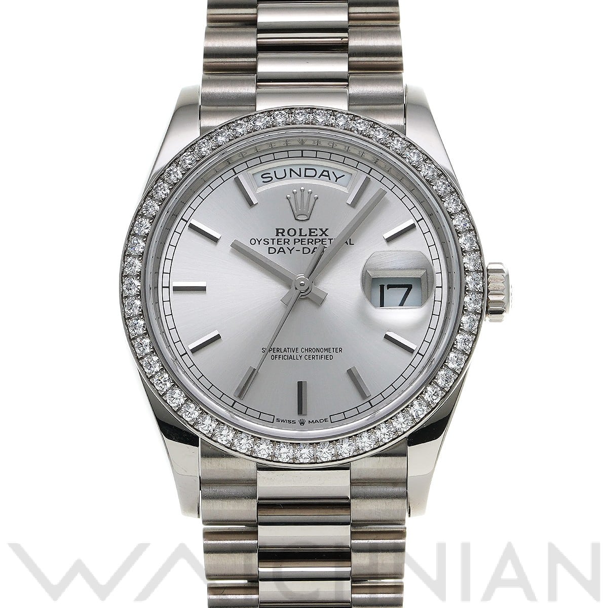 ロレックス デイデイト 36 128349RBR シルバー メンズ 時計 【中古】【wristwatch】