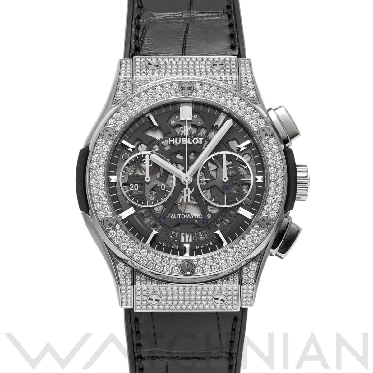 クラシックフュージョン アエロフュージョン チタニウム パヴェ 525.NX.0170.LR.1704 スケルトン ウブロ HUBLOT メンズ 【中古】