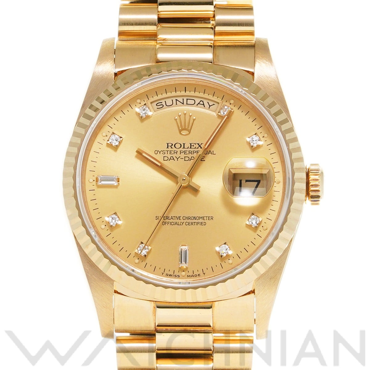 ロレックス デイデイト 36 18238A シャンパン/ダイヤモンド メンズ 時計 【中古】【wristwatch】
