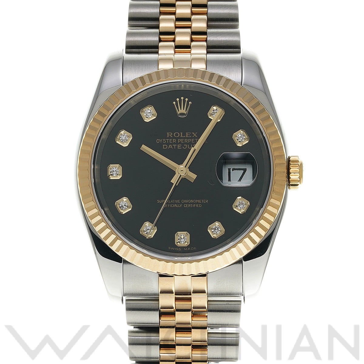 ロレックス デイトジャスト 36 116233G ブラック/ダイヤモンド メンズ 時計 【中古】【wristwatch】