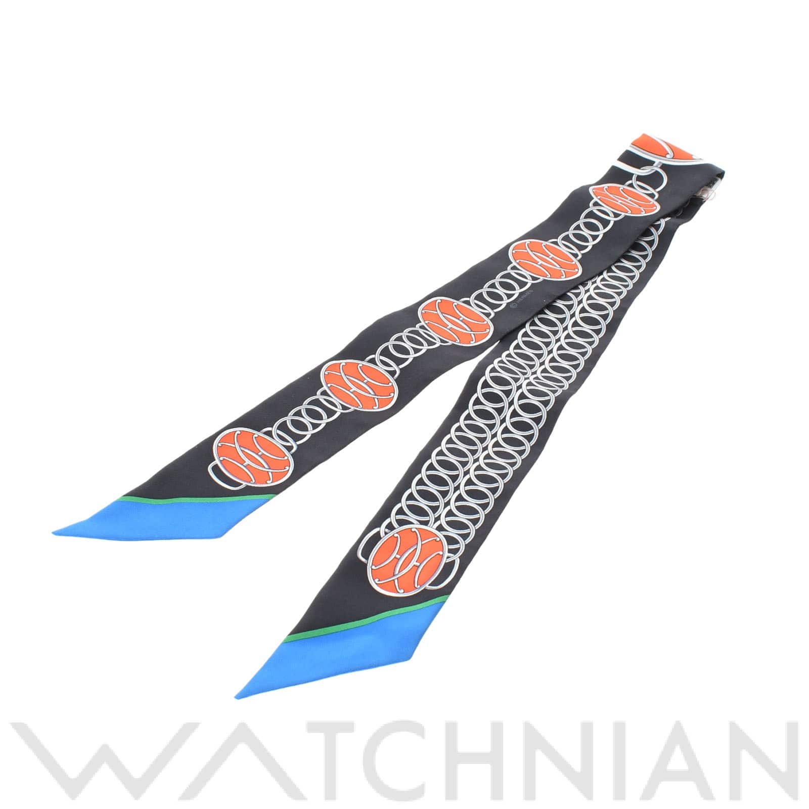 エルメス / HERMES ツイリー LIFT PROFILE ブラック/コバルトブルー/バーミリオン 063777S シルク100％ レディース 【新品】【other】