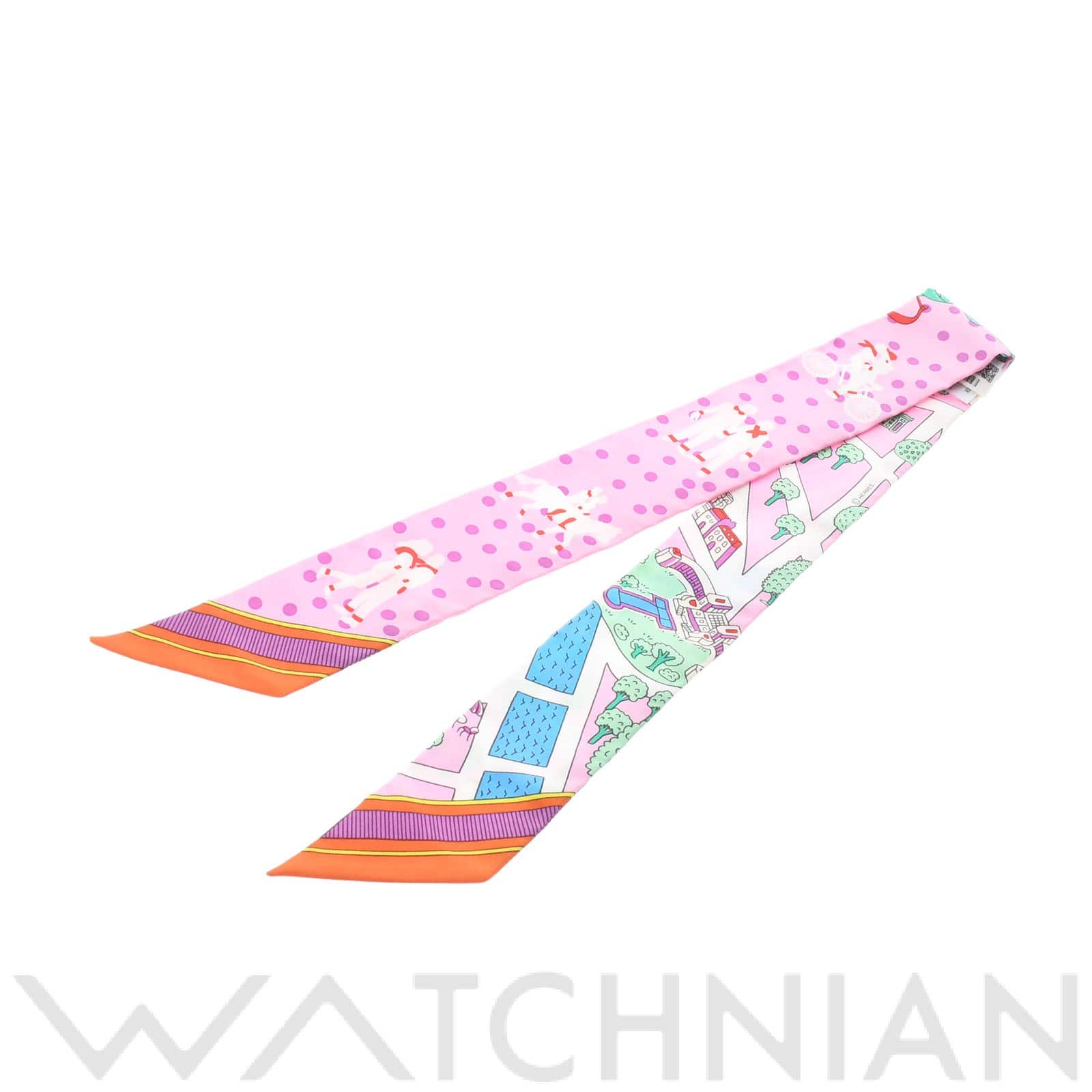 エルメス / HERMES ツイリー LES NOUVEAUX AMOUREUX ピンク シルク100％ レディース 【新品】【other】