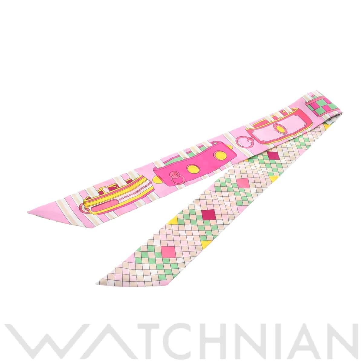 エルメス / HERMES ツイリー COLLIERS DE CHIENS REMIX ピンク シルク100％ レディース 【新品】【other】