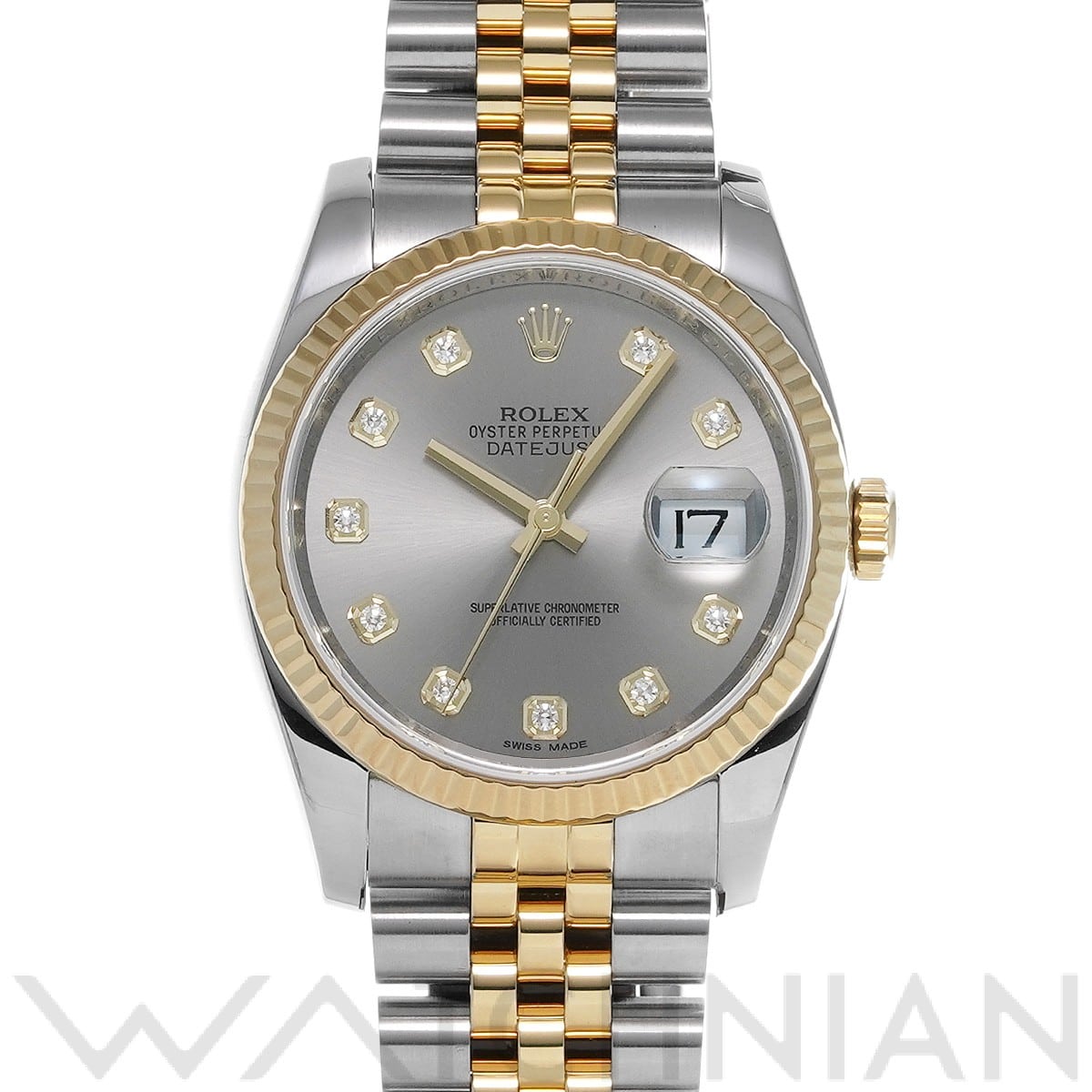 ロレックス デイトジャスト 36 116233G グレー/ダイヤモンド メンズ 時計 【中古】【wristwatch】