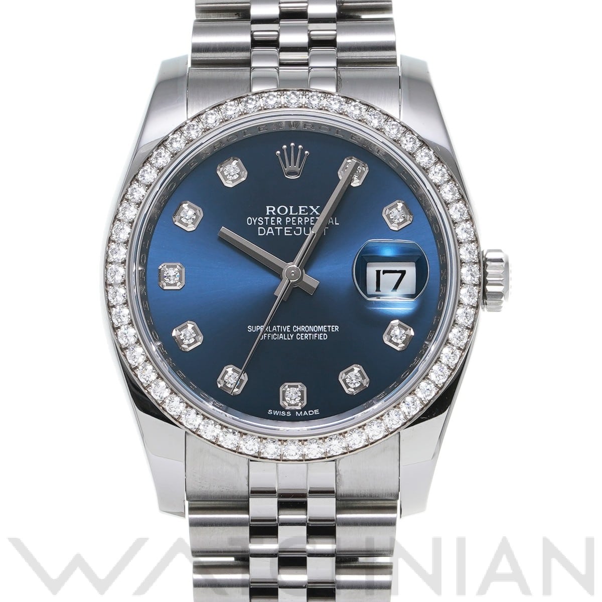 ロレックス デイトジャスト 36 116244G ブルー/ダイヤモンド メンズ 時計 【中古】【wristwatch】
