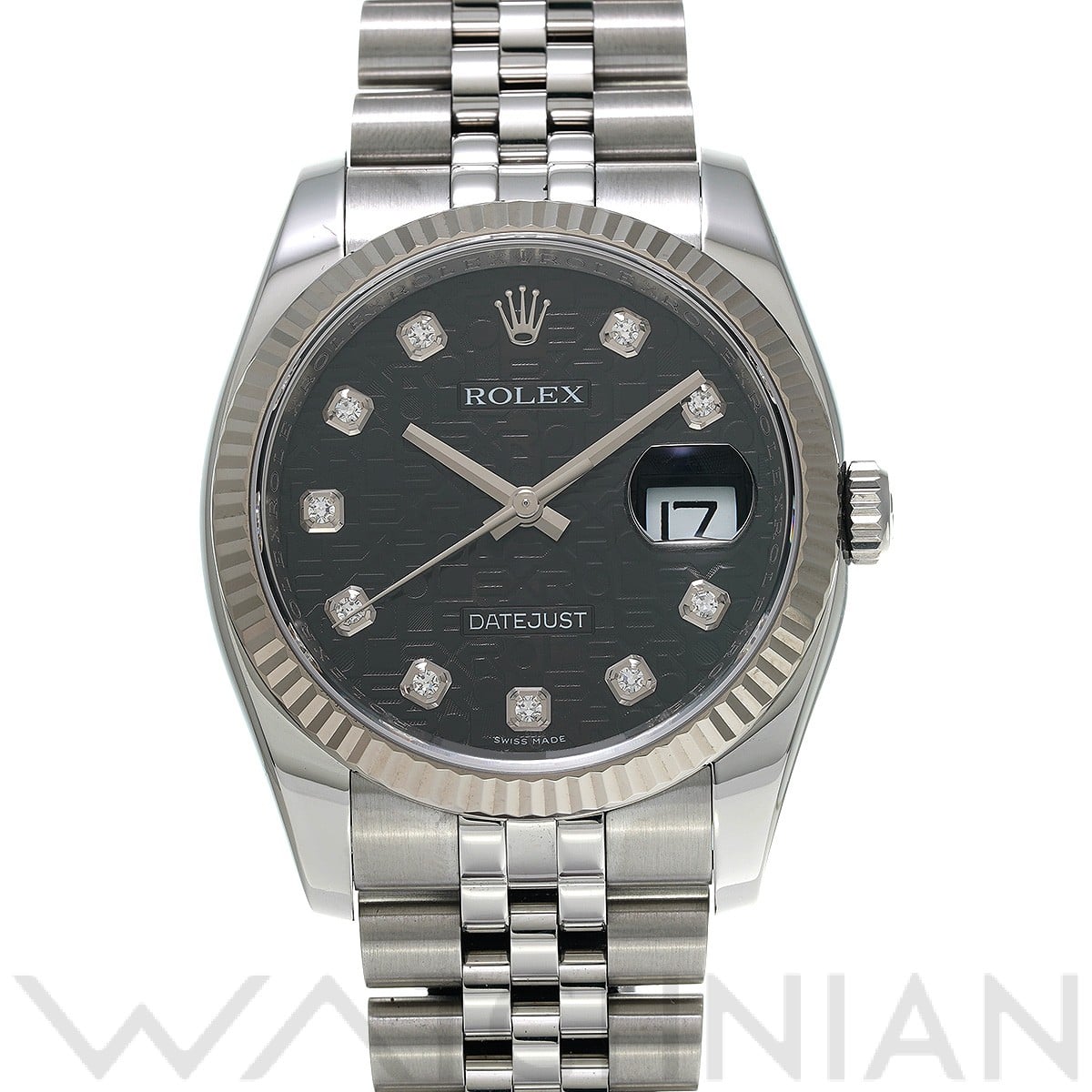 ロレックス デイトジャスト 36 116234G ブラックコンピュータ/ダイヤモンド メンズ 時計 【中古】【wristwatch】