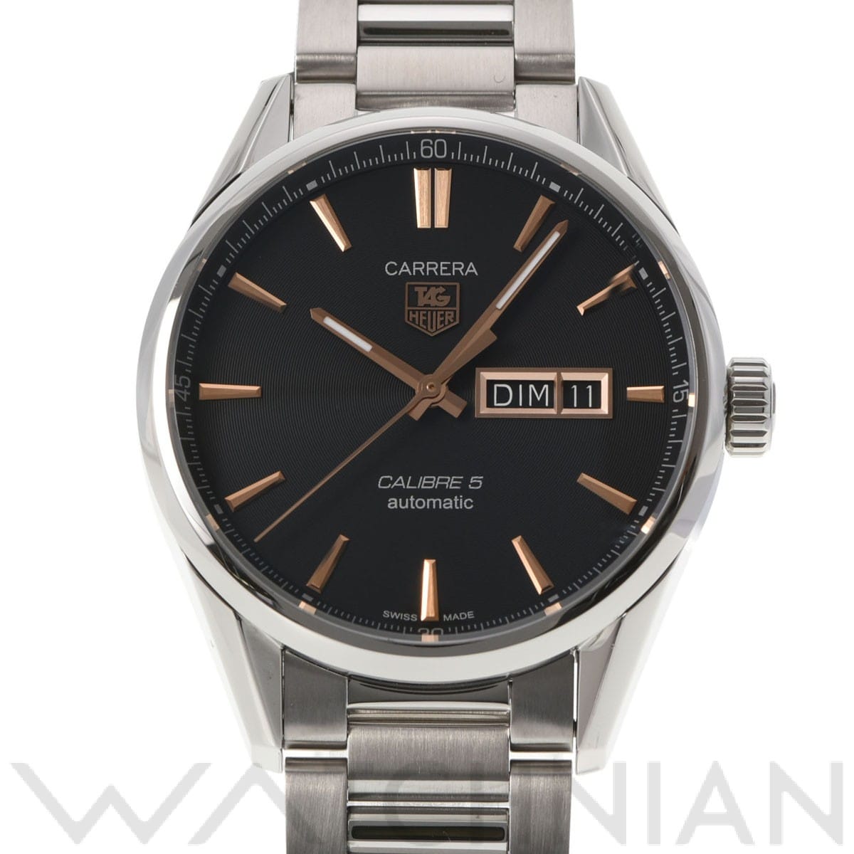タグ ホイヤー / TAG HEUER カレラ キャリバー5 デイデイト WAR201C.BA0723 ブラック メンズ 時計 【中古】【wristwatch】