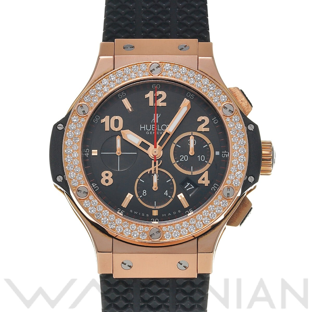 ビッグバン ゴールド ダイヤモンド 301.PX.130.RX.114 ブラック ウブロ HUBLOT メンズ 【中古】