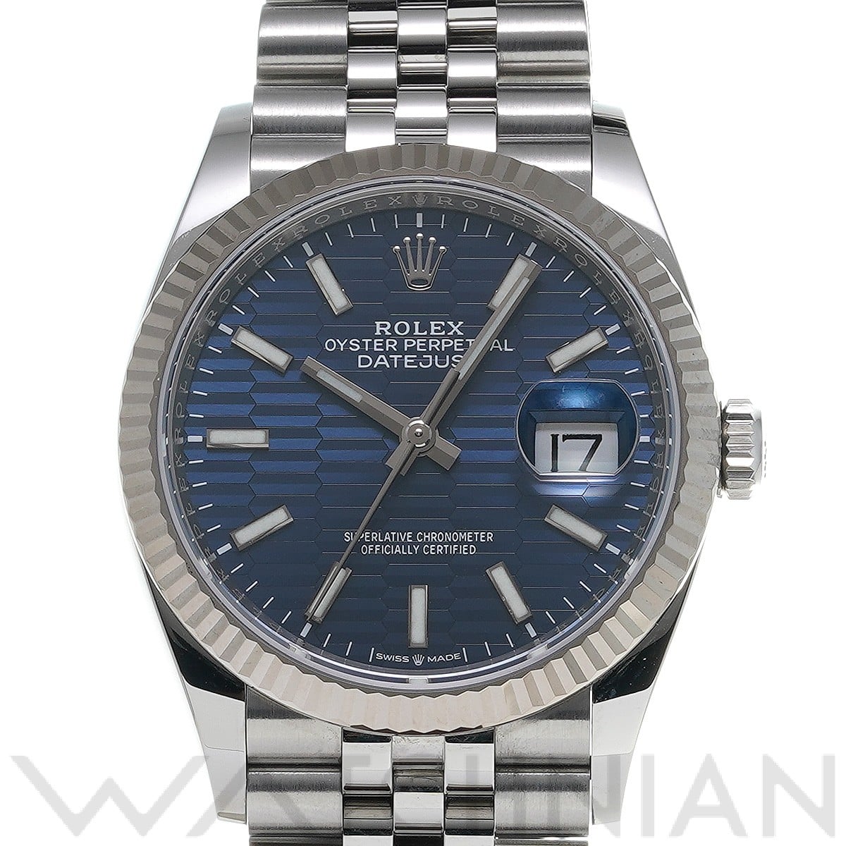 ロレックス デイトジャスト 36 126234 ブライトブルー フルーテッドモチーフ メンズ 時計 【中古】【wristwatch】