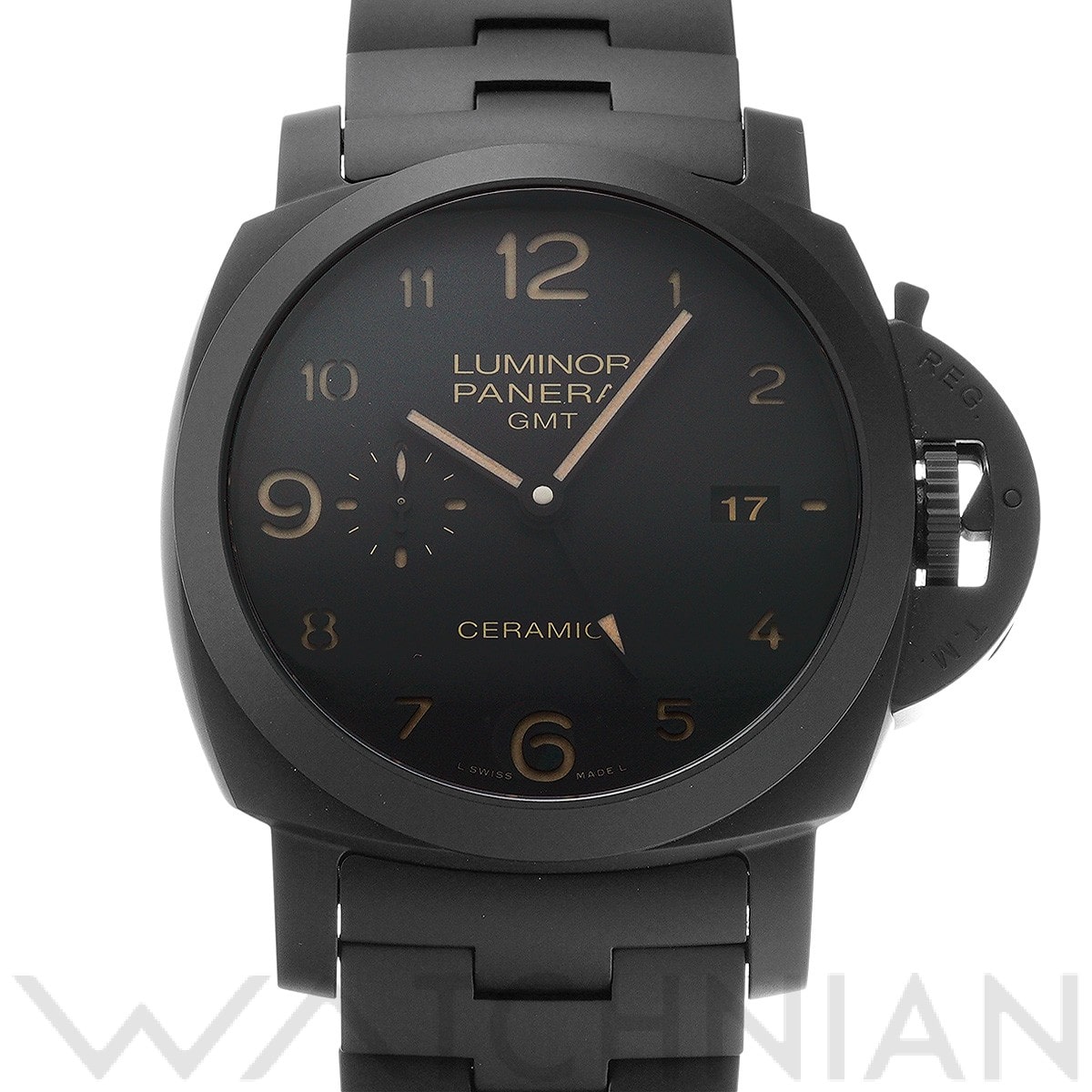 パネライ / PANERAI ルミノール 1950 3デイズ GMT オートマティック チェラミカ トゥットネロ PAM00438 ブラック メンズ 時計 【中古】【wristwatch】