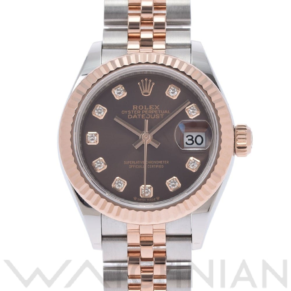 ロレックス レディ デイトジャスト 28 279171G チョコレート/ダイヤモンド レディース 時計 【中古】【wristwatch】