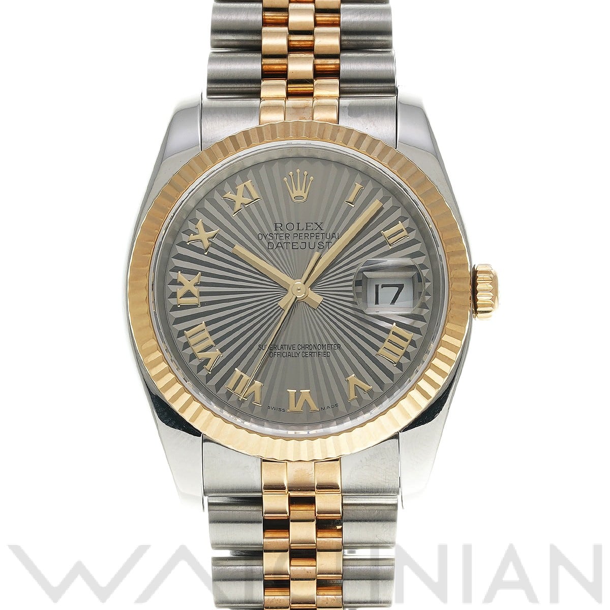 ロレックス デイトジャスト 36 116233 グレー/サンビーム メンズ 時計 【中古】【wristwatch】