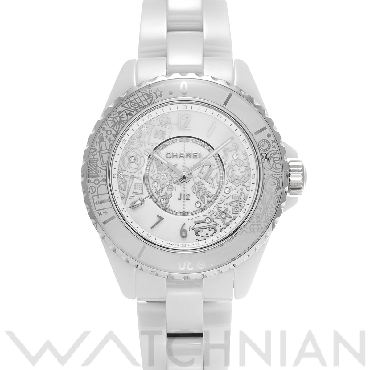 シャネル / CHANEL J12-20 33MM H6477 ホワイト/ダイヤモンド レディース 時計 【中古】【wristwatch】