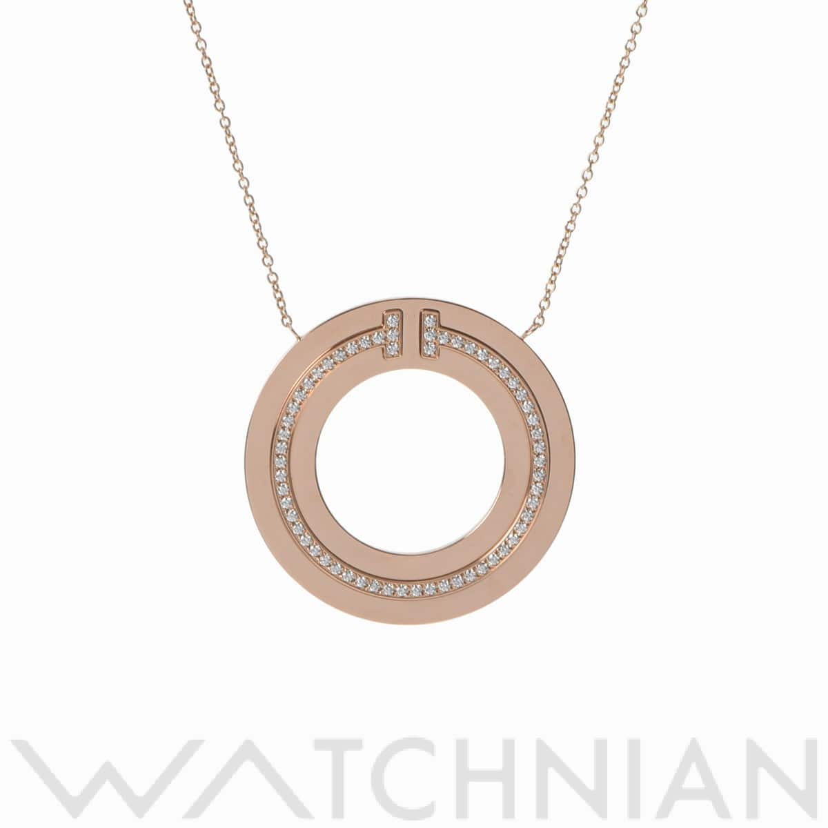ティファニー Tサークルネックレス ダイヤ ゴールド K18ピンクゴールド PG レディース ジュエリー 【中古】【jewelry】