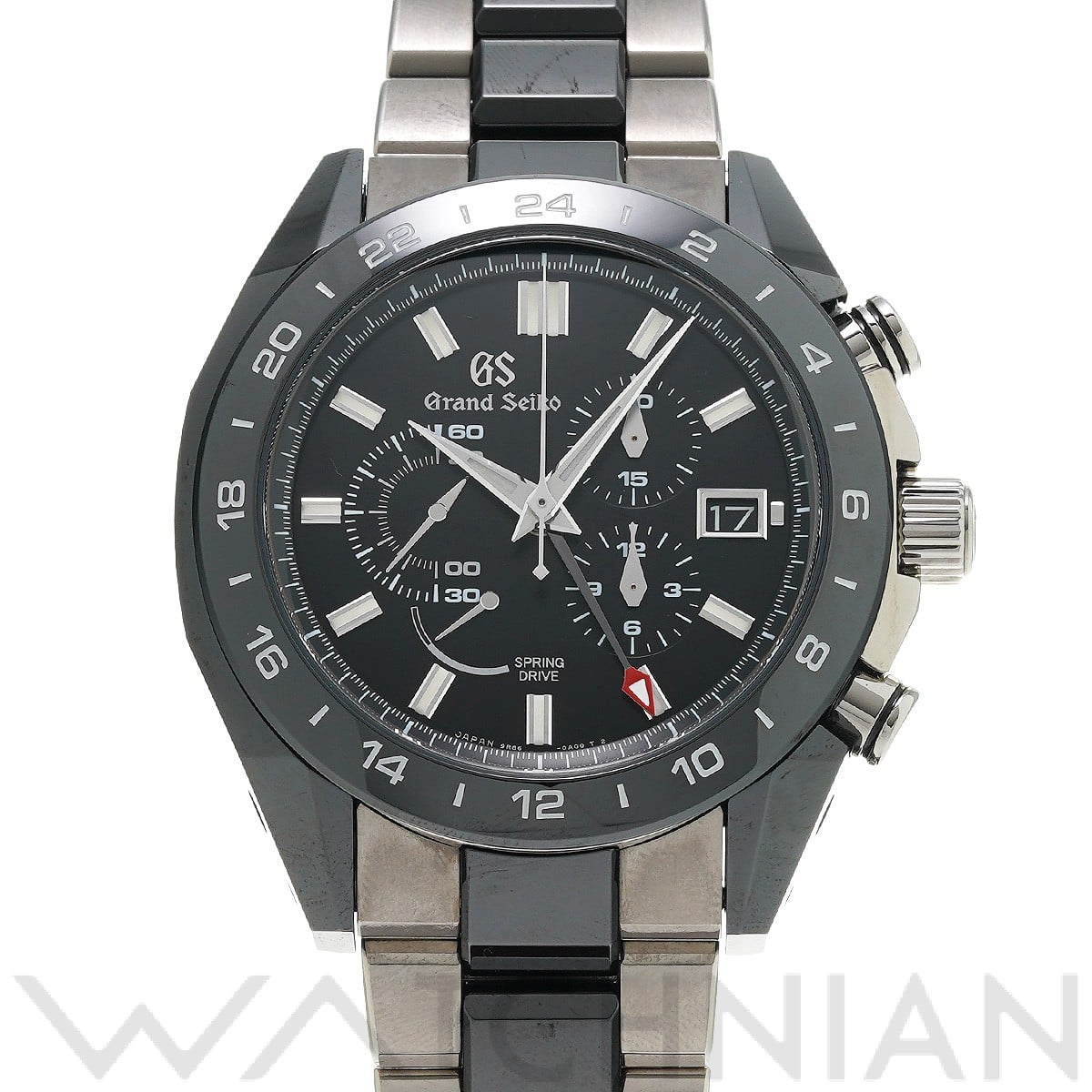 グランドセイコー / Grand Seiko スポーツコレクション ブラックセラミックス スプリングドライブ クロノグラフ GMT SBGC223 ブラック メンズ 時計 【中古】【wristwatch】