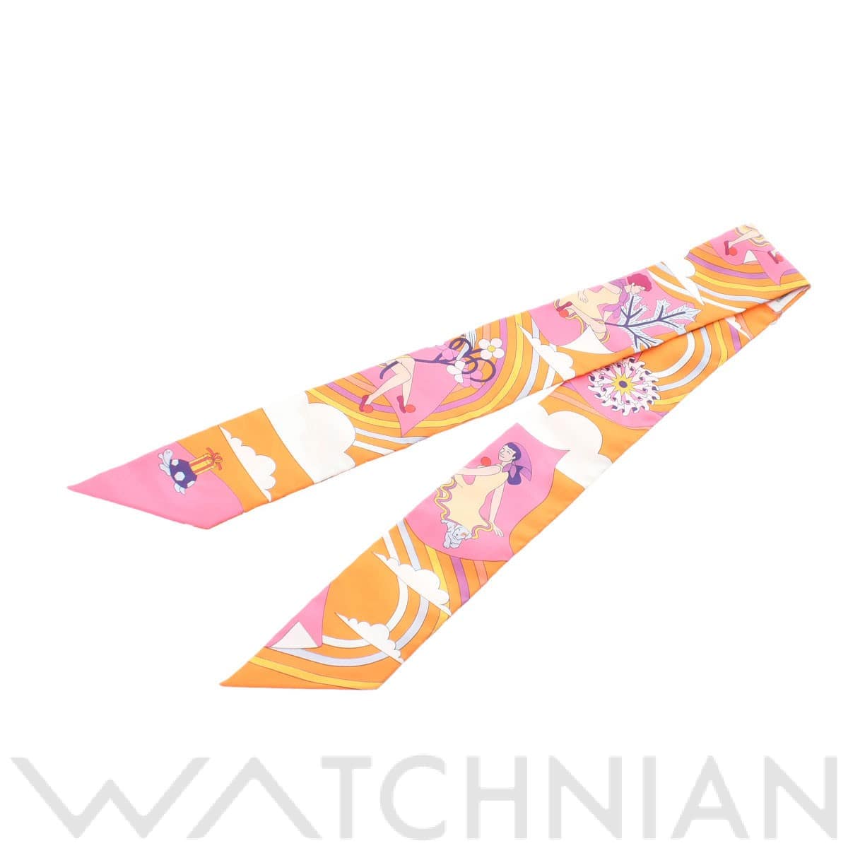 エルメス / HERMES ツイリー Carres Volants オレンジ シルク100％ レディース 【新品】【other】