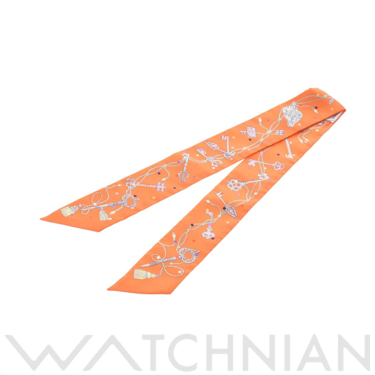 エルメス / HERMES ツイリー Les Cles a Pois オレンジ シルク100％ レディース 【新品】【other】