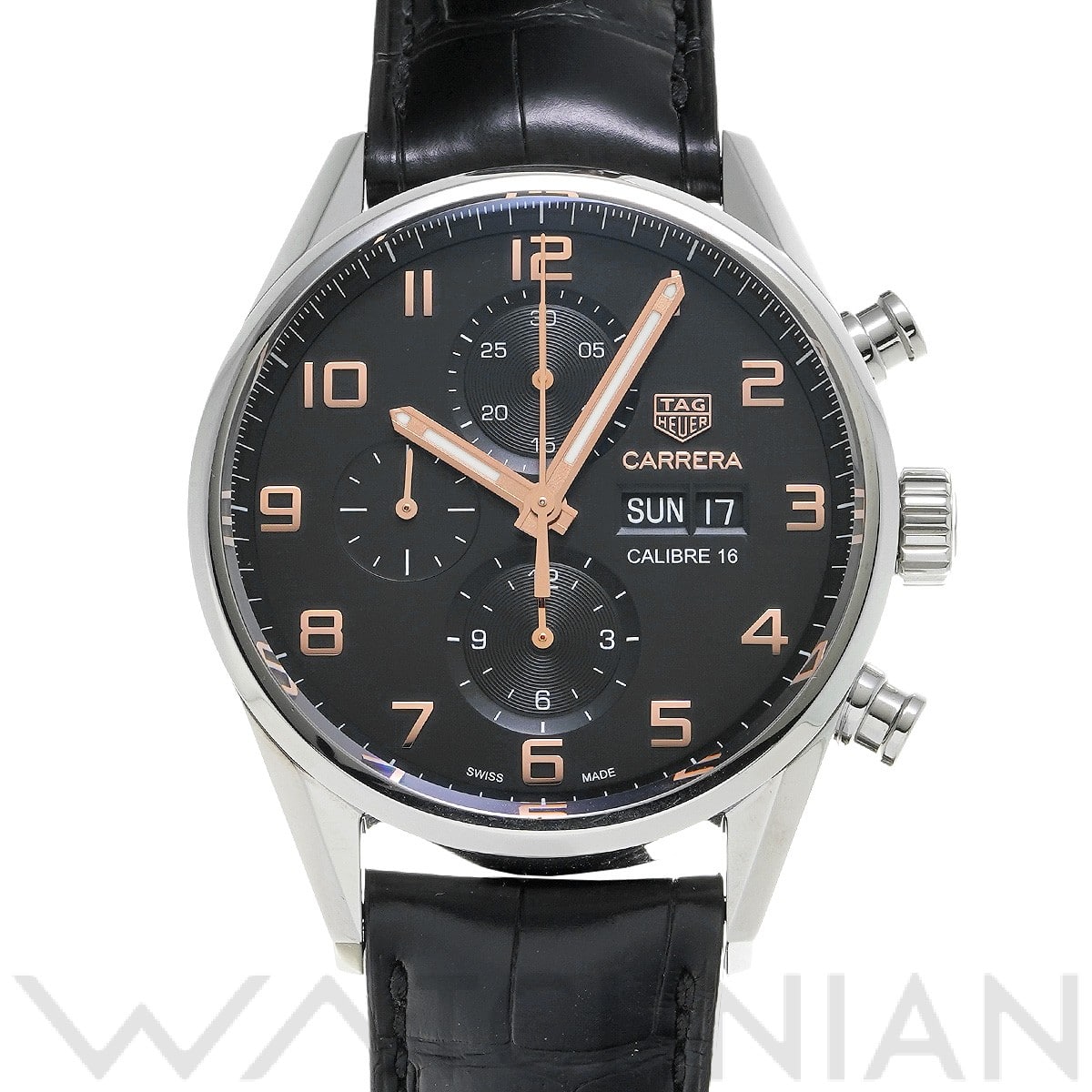 カレラ キャリバー16 クロノグラフ デイデイト CV2A1AB.FC6379 ブラック タグ ホイヤー TAG HEUER メンズ 【中古】