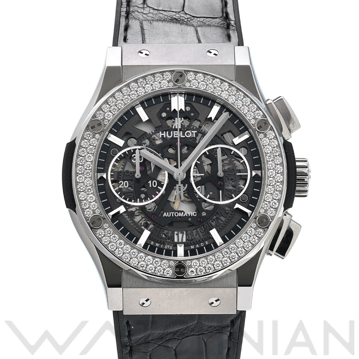 クラシックフュージョン アエロフュージョン チタニウム ダイヤモンド 525.NX.0170.LR.1104 グレー/スケルトン ウブロ HUBLOT メンズ 【中古】