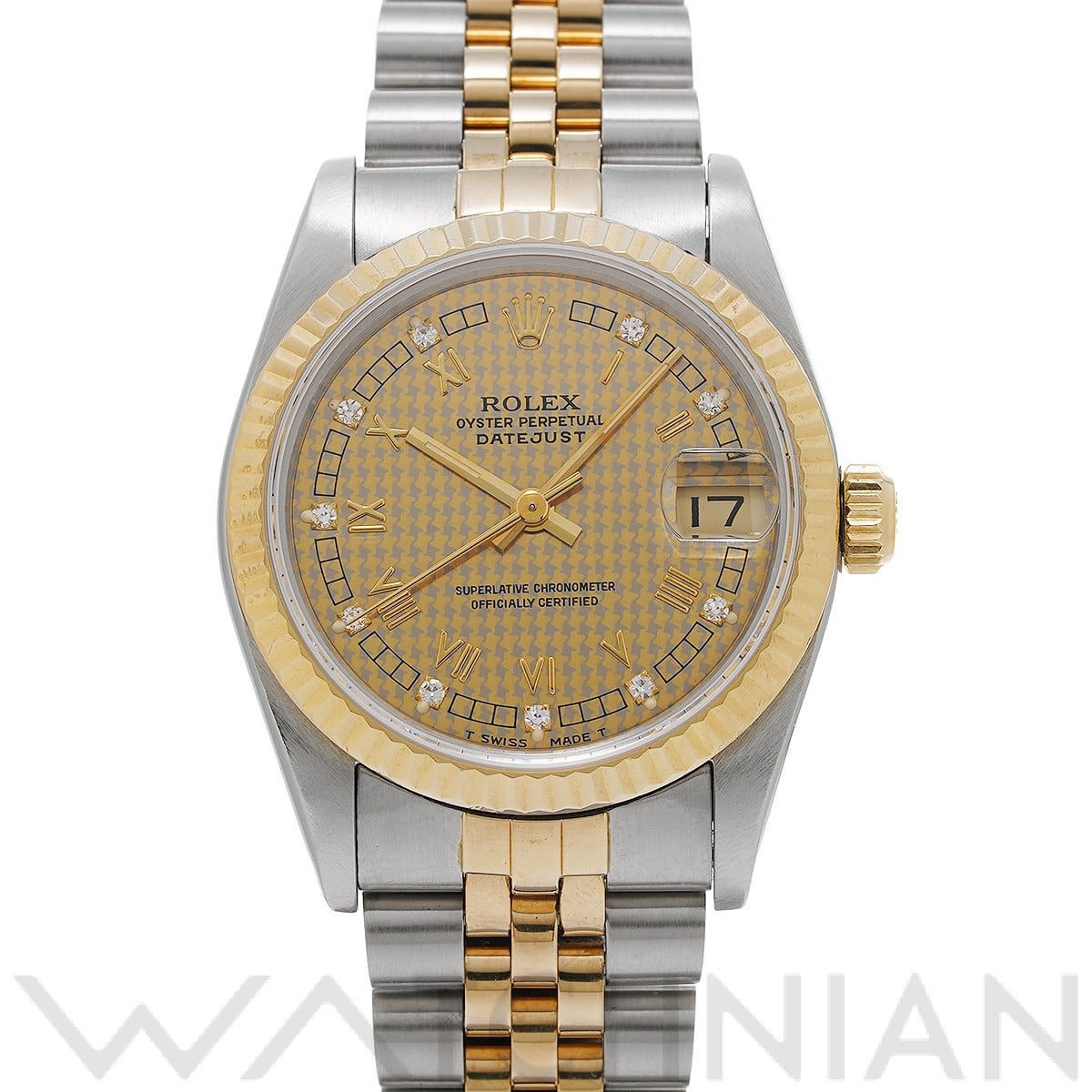 デイトジャスト 68273G N番(1992年頃製造) シャンパンハウンズトゥース/ダイヤモンド ロレックス ROLEX ユニセックス 【中古】
