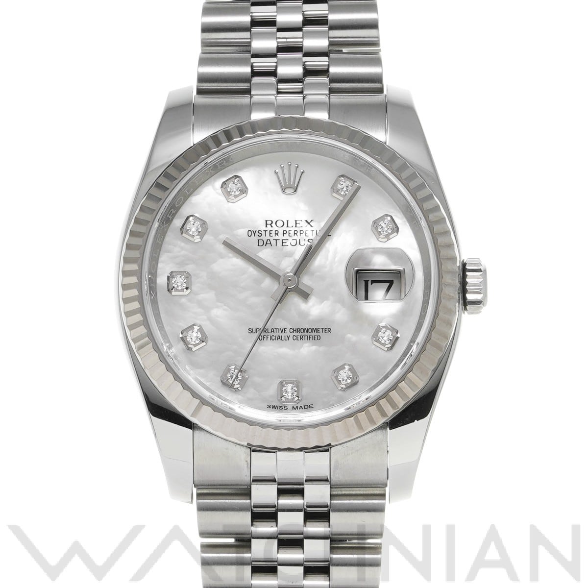 ロレックス デイトジャスト 36 116234NG ホワイトシェル/ダイヤモンド メンズ 時計 【中古】【wristwatch】