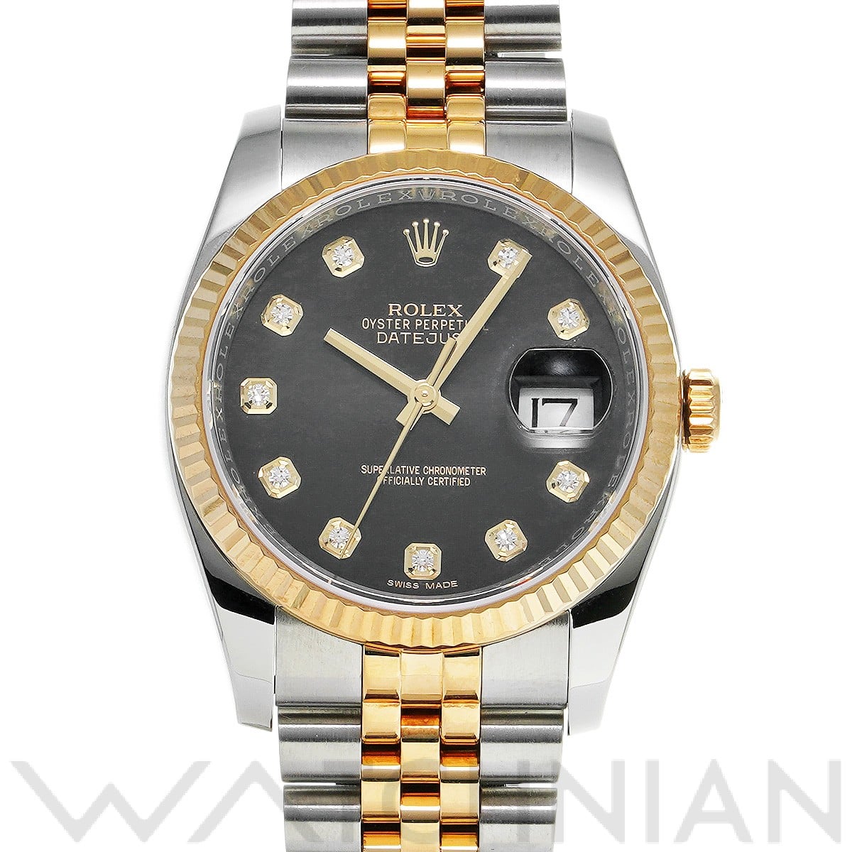 ロレックス デイトジャスト 116233G ブラック/ダイヤモンド メンズ 時計 【中古】【wristwatch】