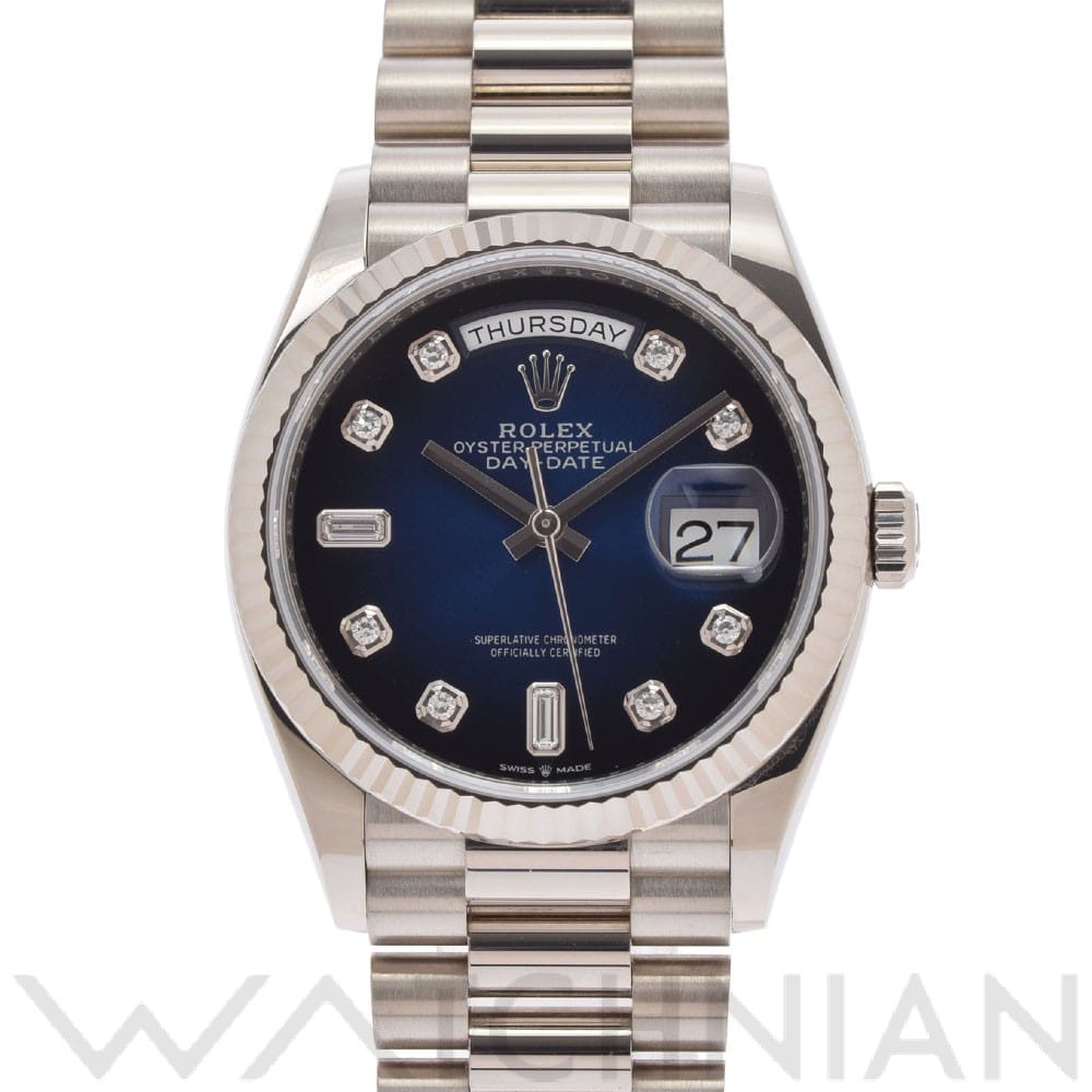 ロレックス デイデイト 36 128239A ブルーオンブレ/ダイヤモンド メンズ 時計 【中古】【wristwatch】