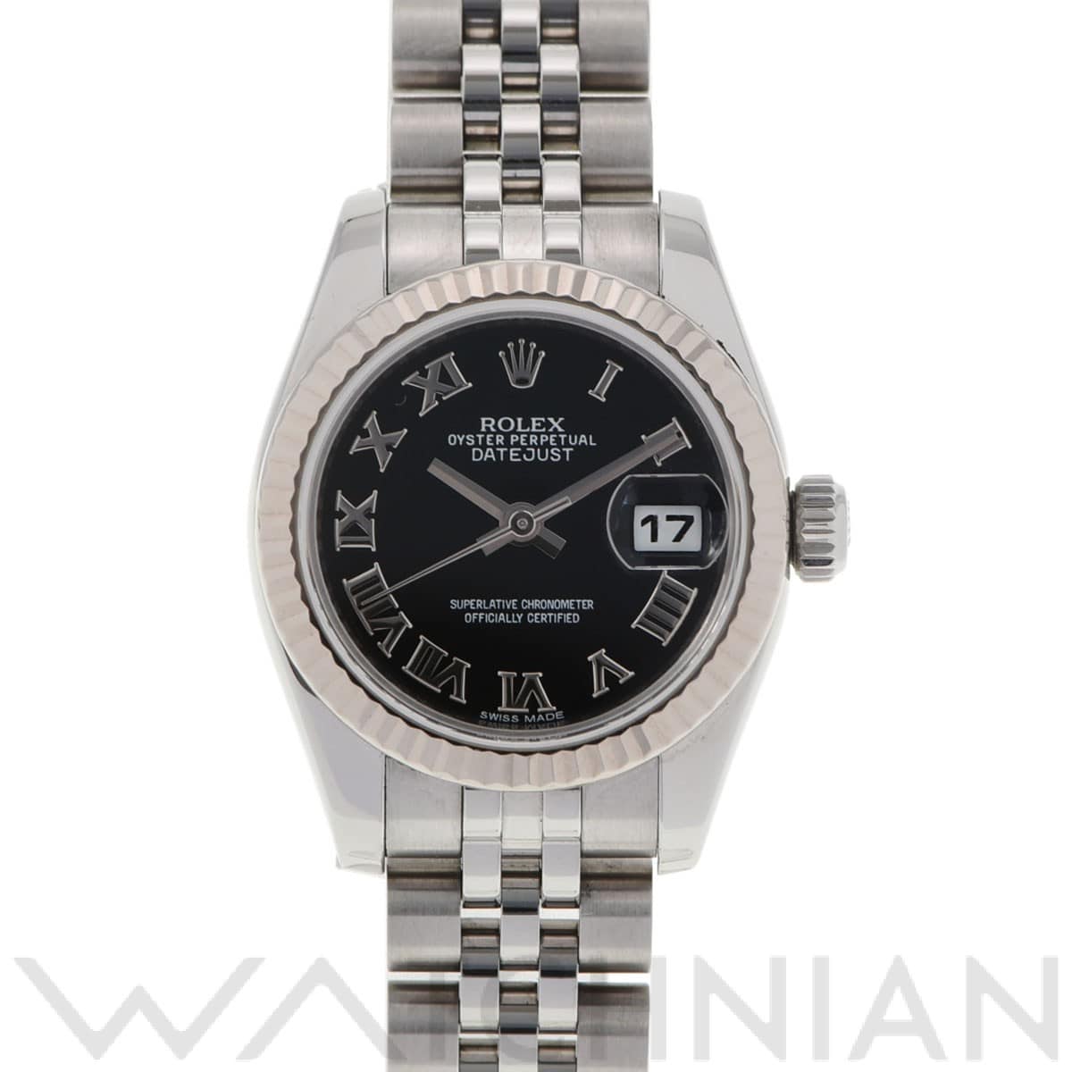 ロレックス レディ デイトジャスト 26 179174 ブラック レディース 時計 【中古】【wristwatch】