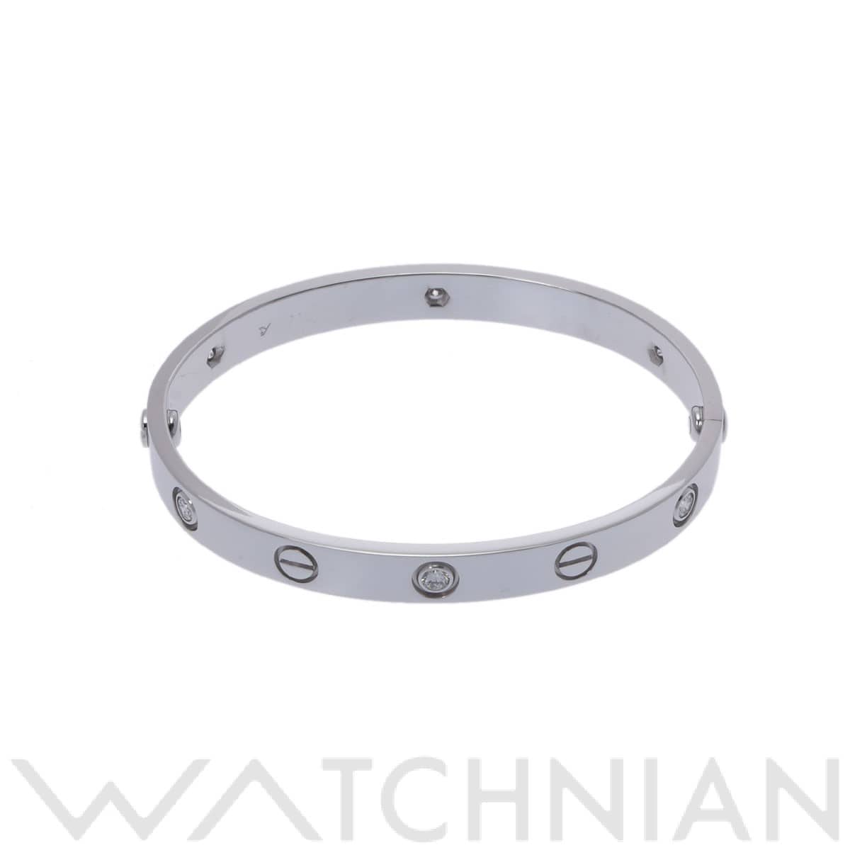 カルティエ ラブブレスレット #16 ハーフダイヤ シルバー K18ホワイトゴールド WG レディース ジュエリー 【中古】【jewelry】