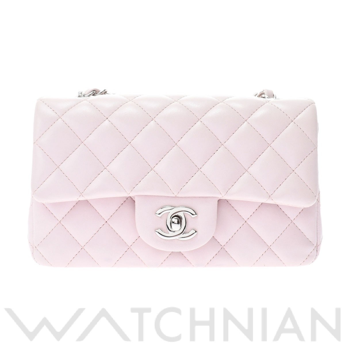 マトラッセ ミニフラップバッグ 20 ライトピンク/シルバー金具 A69900 ラムスキン CHANEL シャネル レディース 【中古】