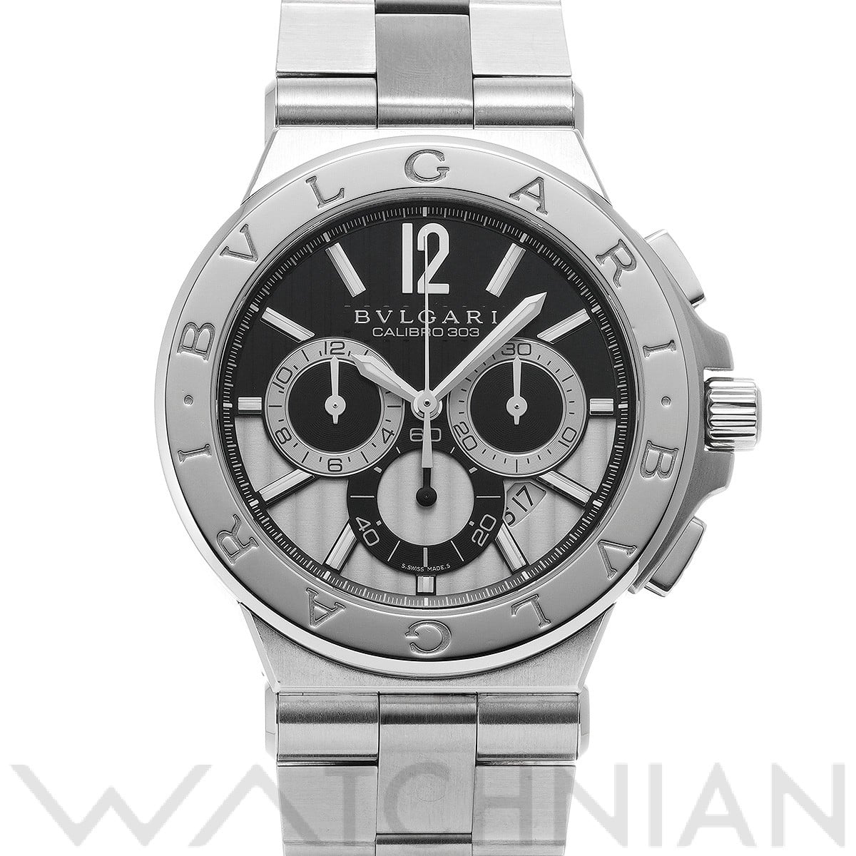 ブルガリ / BVLGARI ディアゴノ カリブロ 303 クロノグラフ DG42BSSDCH ブラック/シルバー メンズ 時計 【中古】【wristwatch】