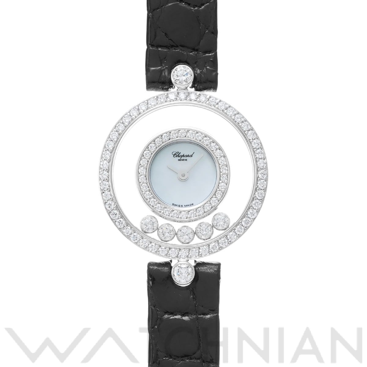 ショパール ハッピーダイヤモンド 20/3957 ホワイトシェル/ダイヤモンド レディース 時計 【中古】【wristwatch】