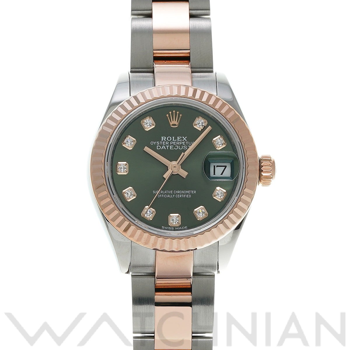 ロレックス レディ デイトジャスト 28 279171G オリーブグリーン/ダイヤモンド レディース 時計 【中古】【wristwatch】