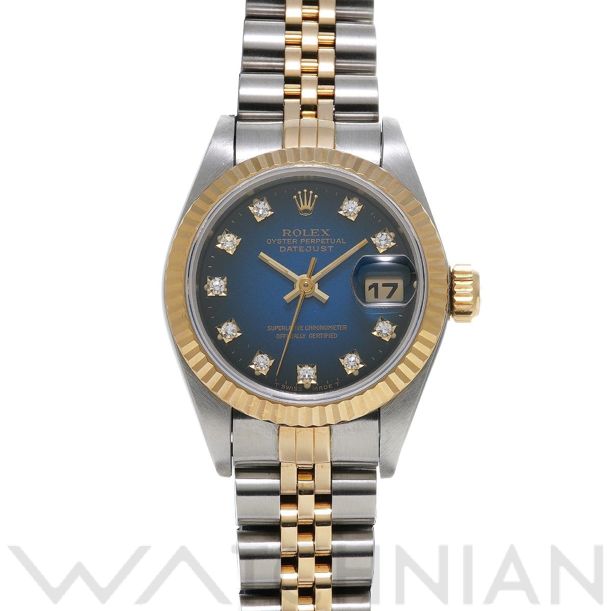 デイトジャスト 69173G S番(1994年頃製造) ブルー・グラデーション/ダイヤモンド ロレックス ROLEX レディース 【中古】