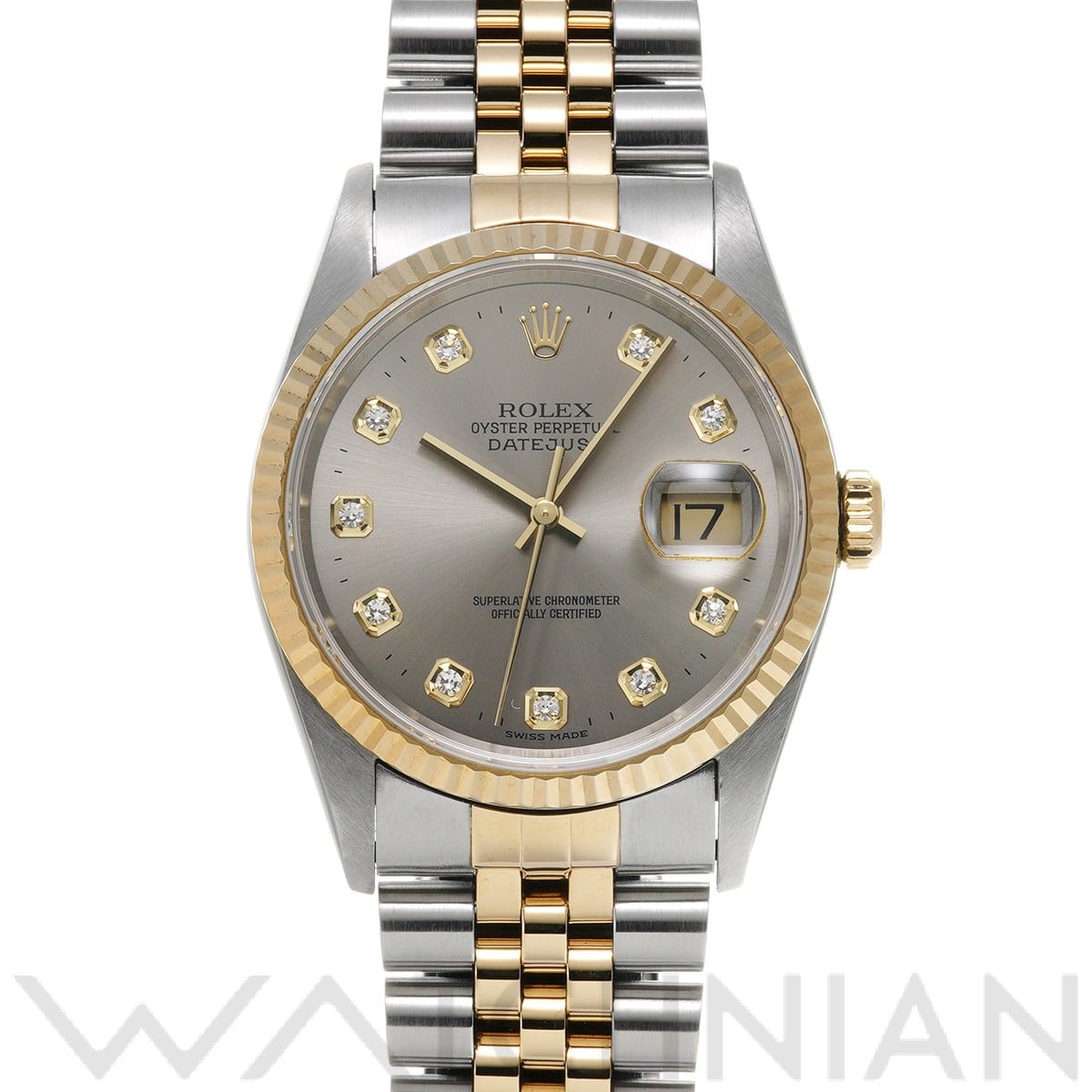 ロレックス デイトジャスト 36 16233G グレー/ダイヤモンド メンズ 時計 【中古】【wristwatch】