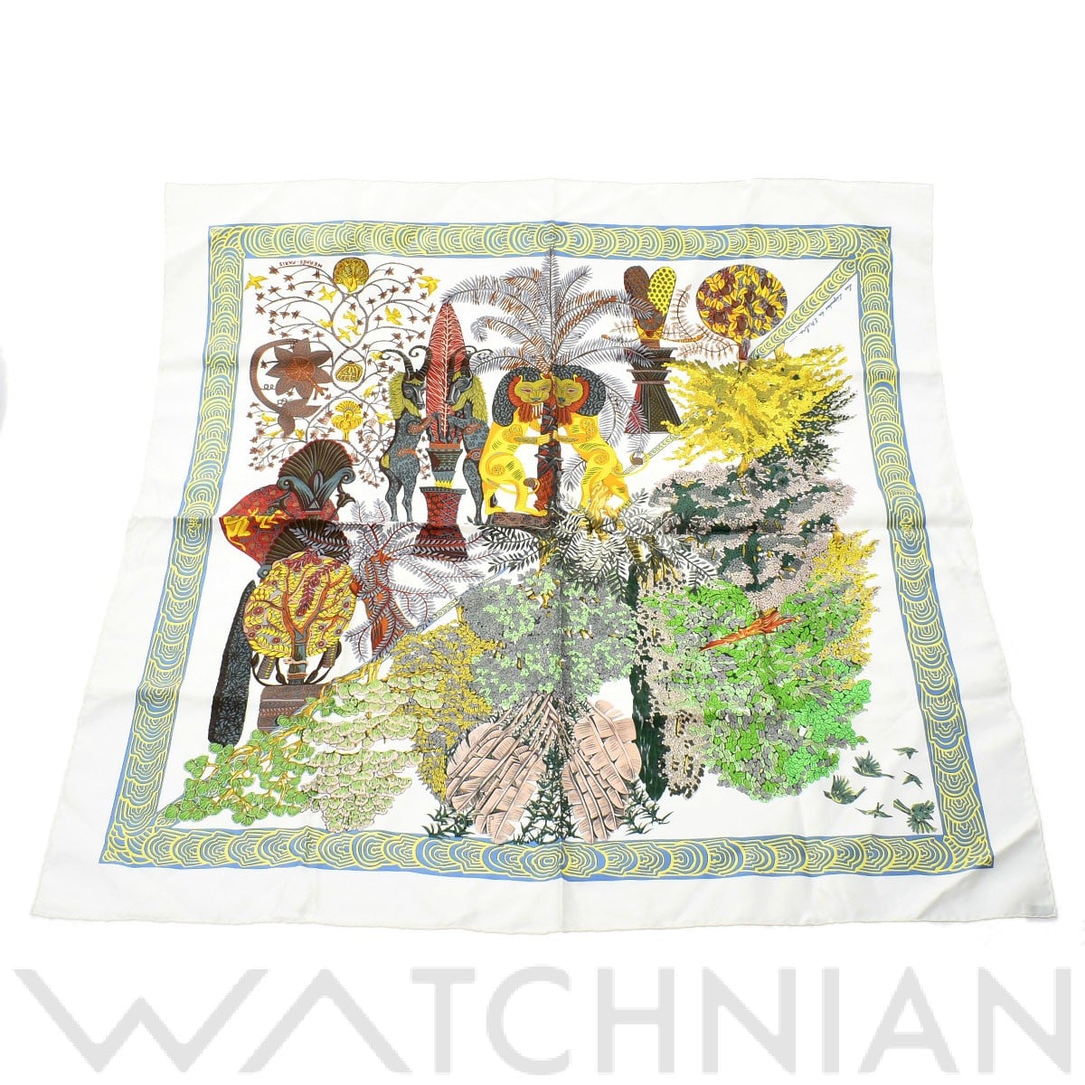 エルメス / HERMES カレ 90 Les Legendes de larbre ホワイト系 シルク100％ レディース 【中古】【other】